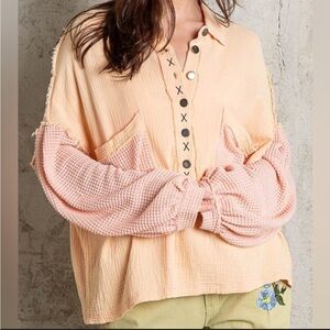 POL double gauze top